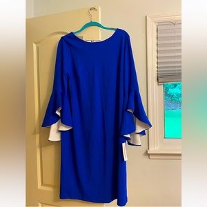 Blue flare sleeve dress